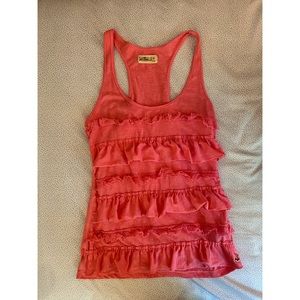 pink ruffle hollister tank